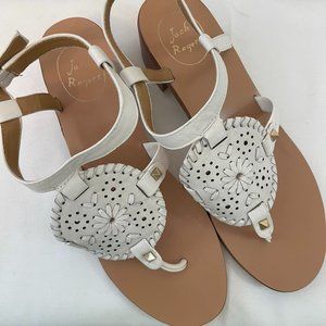JACK ROGERS WHITE GRETCHEN BLOCK HEEL SANDAL SIZE 9